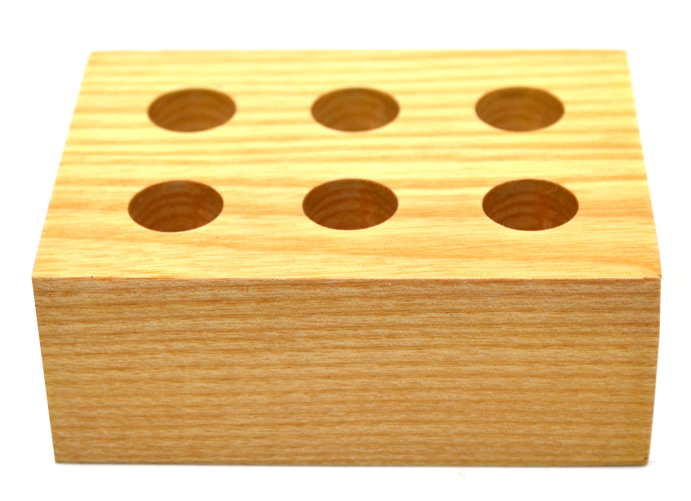 6 units of Wooden Entomology Pin Storage Block, 6 Holes for Various Pin Sizes, 3/8" Diameter Holes